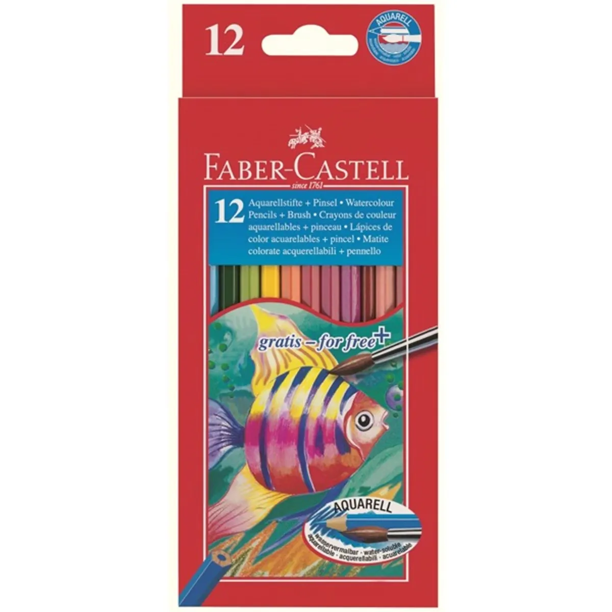 Faber-Castell akvarell 12db-os színes ceruza készlet + ecset #1