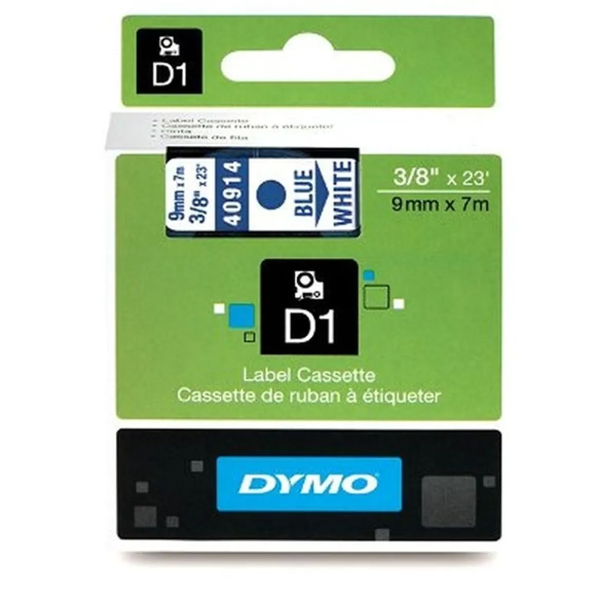 Dymo D1 9mmx7m kék/fehér feliratozógép szalag #1