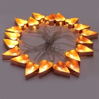 Szív alakú fém/4m/meleg fehér/20db LED-es/3xAA elemes fényfüzér, fénydekoráció #3