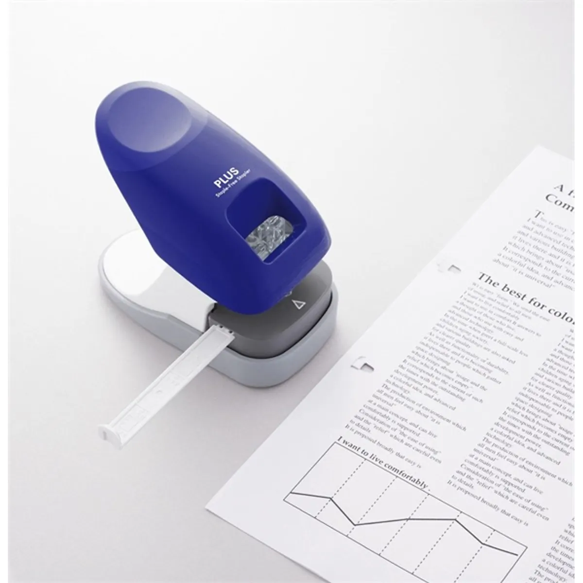 Plus Japan asztali kapocsmentes kék tüző- és lyukasztógép #5