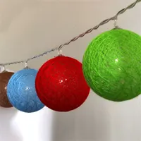 Iris Gömb alakú 6cm/színes fonott/3m/barna-piros-kék-zöld/20db LED-es/USB-s fényfüzér, fénydekoráció #2
