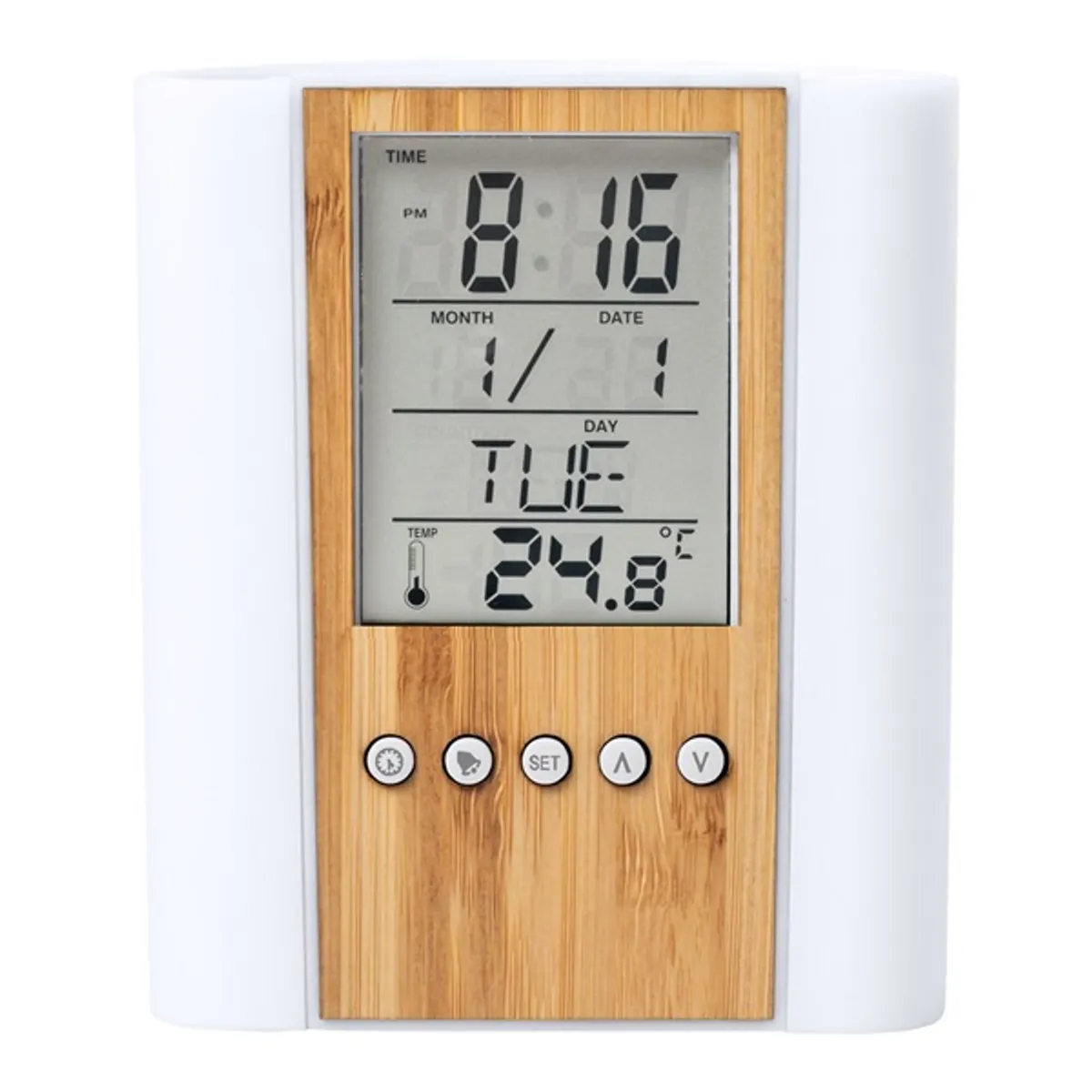 TOO PHC-300-LB bambusz digitális óra írószertartóval #1