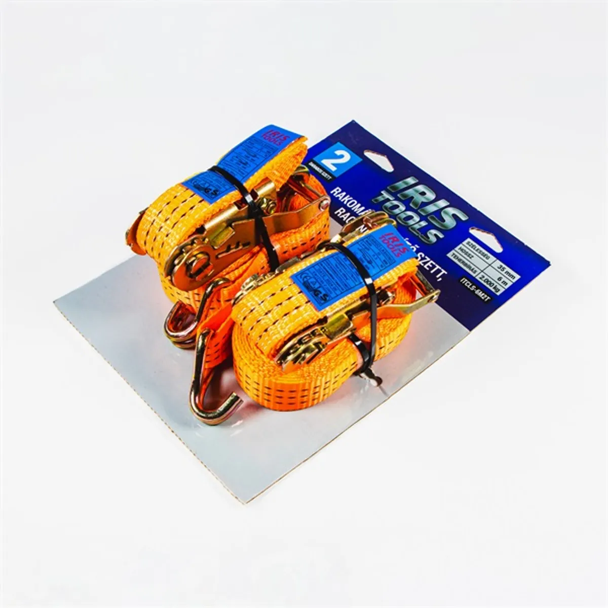 IRIS TOOLS ITCLS-6M2T blister 2db-os csomag, rakományrögzítő szett, kétrészes racsnis spanifer, 2.000 kg, 6 m, 35 mm #1