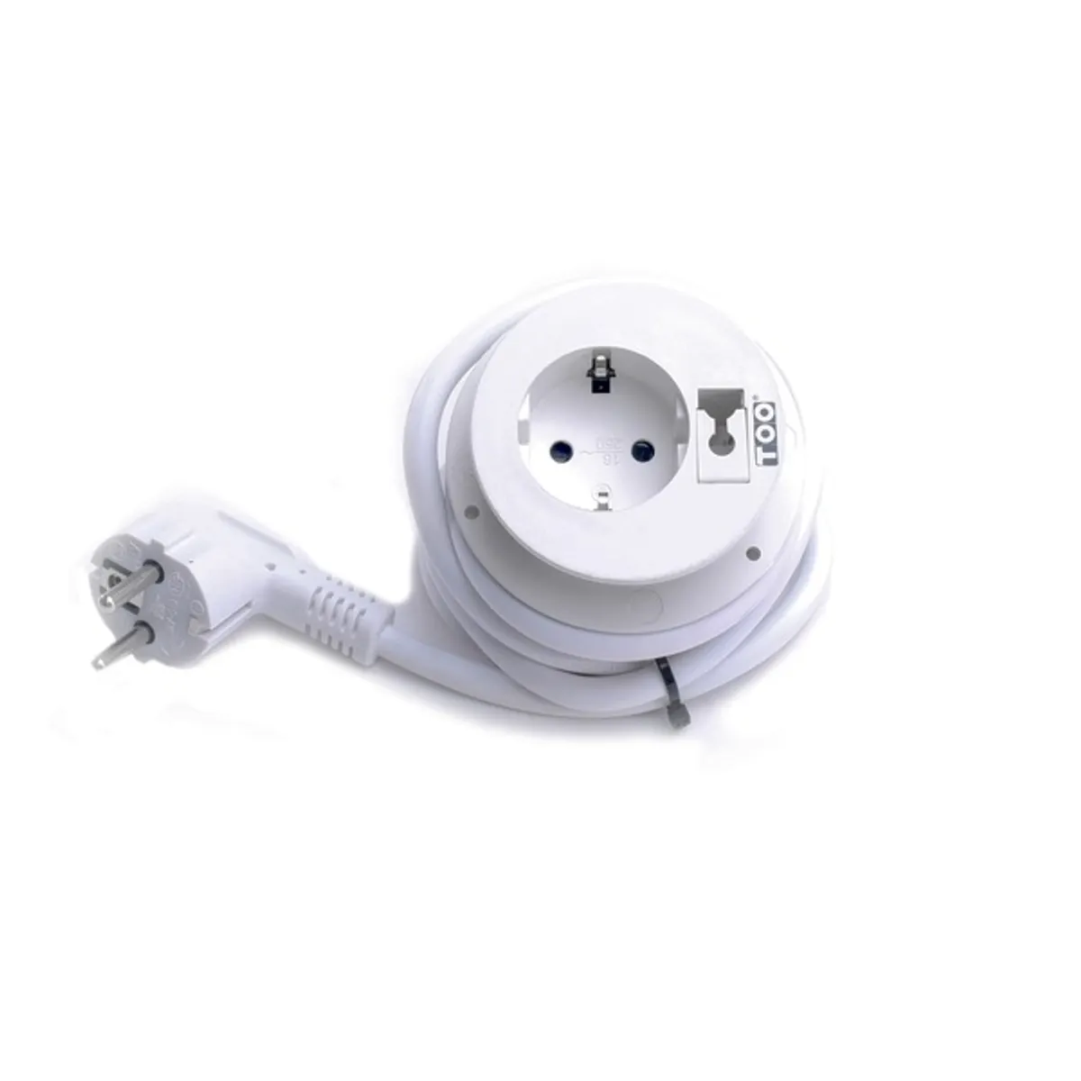 TOO GPS-202-1W IP20, 1x 2P+F, kábelkivezetéssel, fehér asztalba süllyeszthető elosztó #1