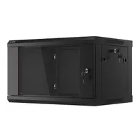 Lanberg WF01-6406-10B 19" 6U SZÉL:600mm MÉLY:450mm MAG:379mm lapraszerelt üvegajtós fekete fali rack szekrény #3