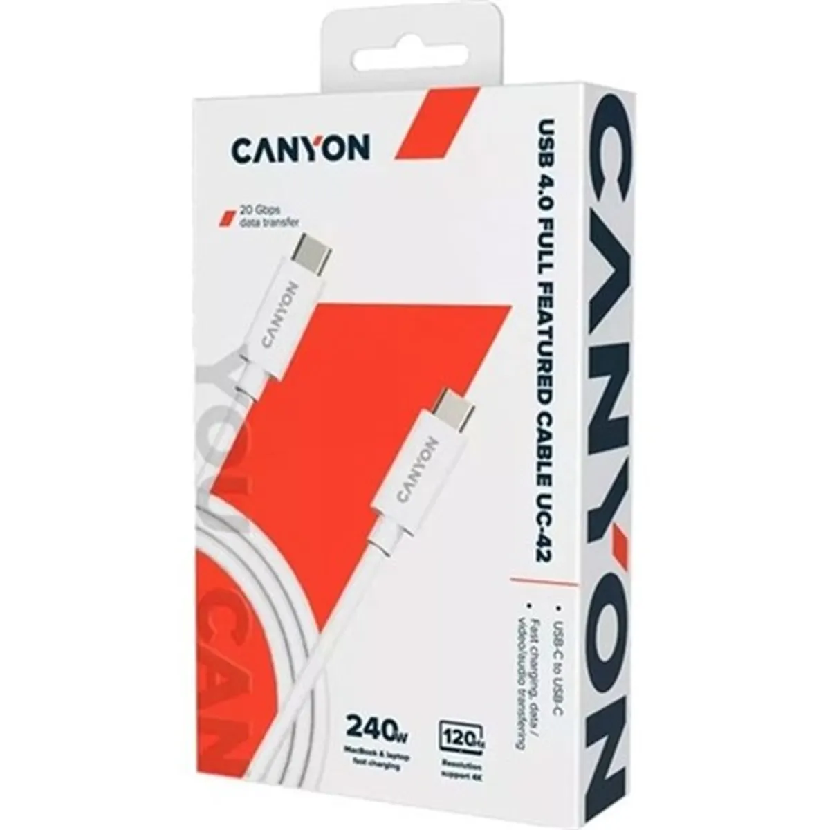 Canyon UC-42 USB 3.2 Gen 2×2 C -> USB 3.2 Gen 2×2 C M/M adatkábel 2m fehér 240W #2