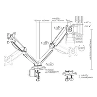 Sbox LCD-S024-2 17"-32" dönthető, forgatható asztali dual monitor tartó konzol #9