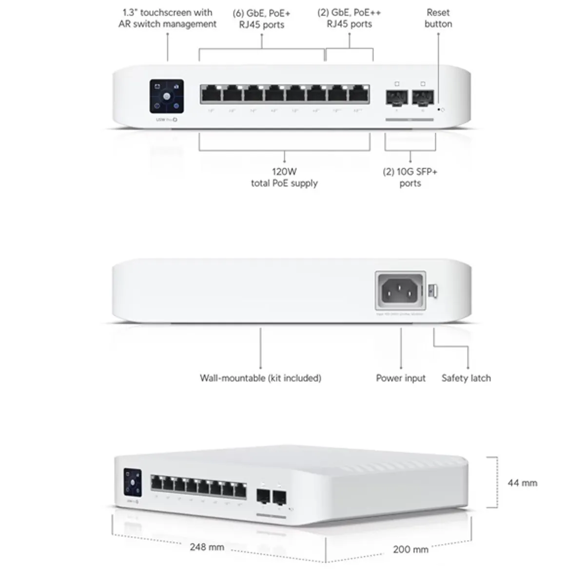 Ubiquiti USW-Pro-8-PoE 8port GbE LAN 6xPoE/PoE+ 2x PoE++ 2xSFP+ port 120W port L3 menedzselhető switch #2