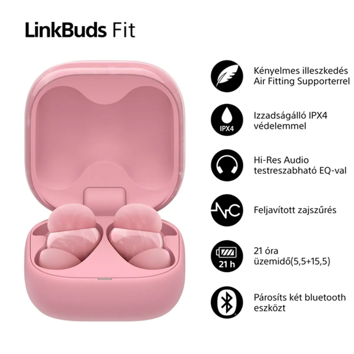 Sony WF-LS910N Linkbuds Fit zajszürős True Wireless Bluetooth rózsaszín fülhallgató #6