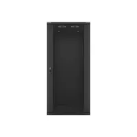 Lanberg WF01-6627-10B 19" 27U SZÉL:600mm MÉLY:600mm MAG:1307mm lapraszerelt üvegajtós fekete fali rack szekrény