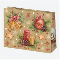 IRIS Karácsonyi EKO kraft papír ajándéktasak, 300x230x100 mm, különböző színekben és mintával #2