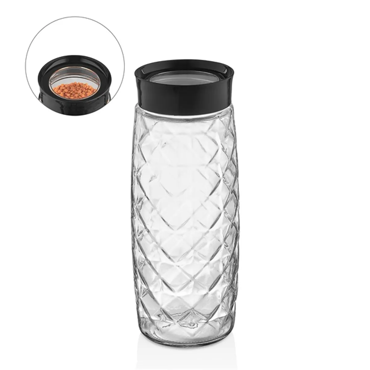 IRIS C-00396 Visible Crystal üveg tároló 1.600ml, fekete vagy elfántcsont színű #2