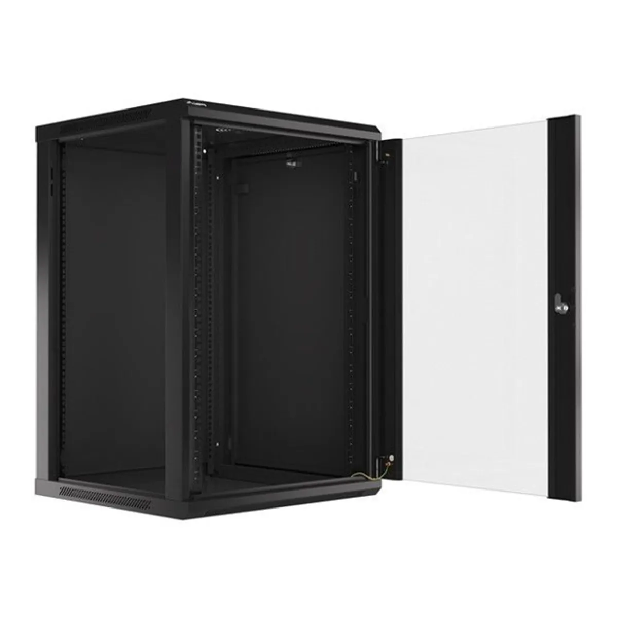 Lanberg WF01-6618-10B 19" 18U SZÉL:600mm MÉLY:600mm MAG:907mm lapraszerelt üvegajtós fekete fali rack szekrény #4