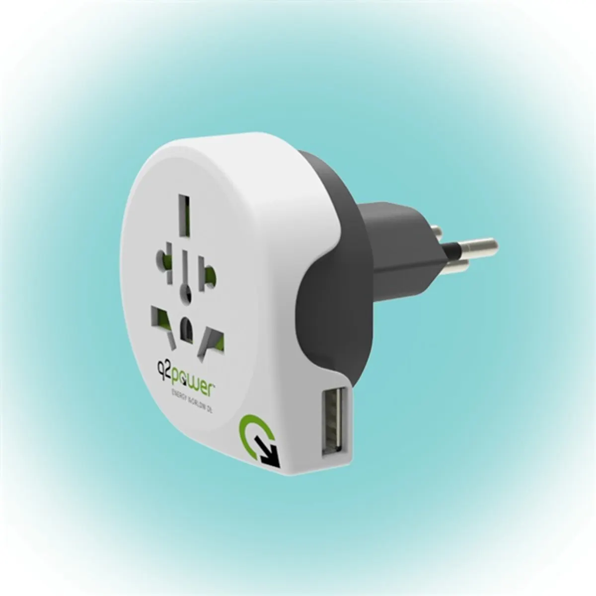 Q2 Power Q2WCH-USB Világ - Svájc utazó adapter + USB aljzat #1