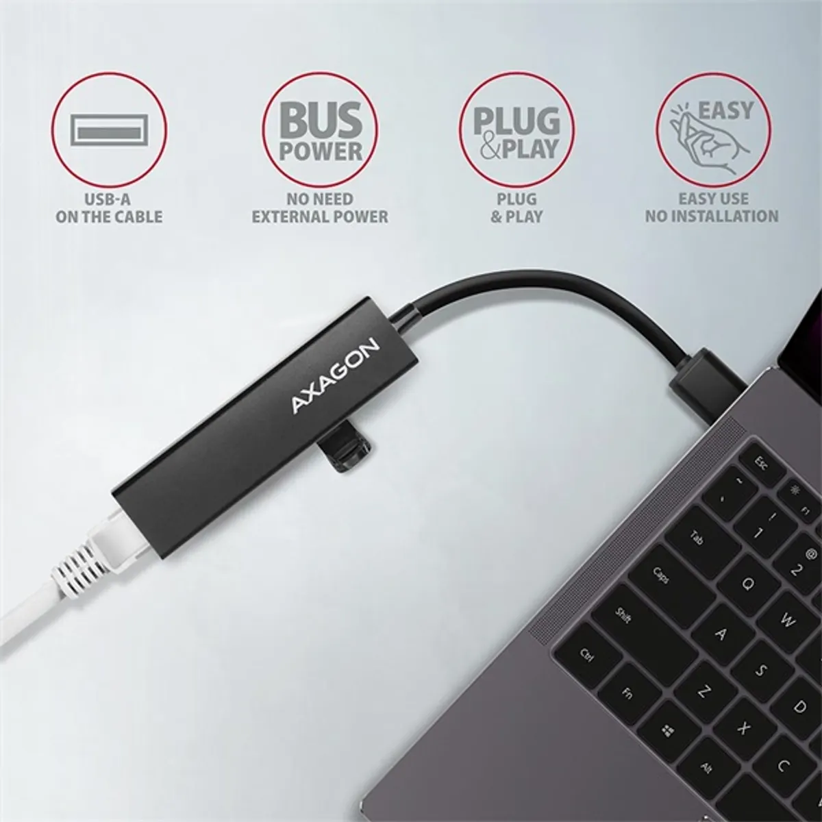 Axagon HMA-GL3A 3 portos USB3.2. Gen 2 fekete HUB Gigabit LAN porttal #4