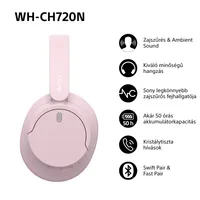 Sony WHCH720NP Bluetooth zajszűrős rózsaszín fejhallgató #7