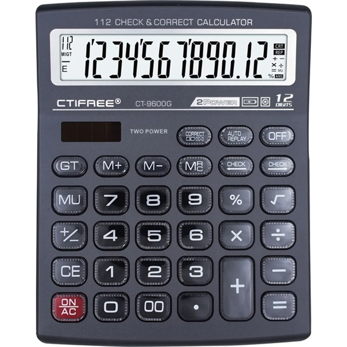 CTIFREE CT-9600G szürke színű számológép, 155x200mm, 12 számjegy, dual power, 2 év garancia #1