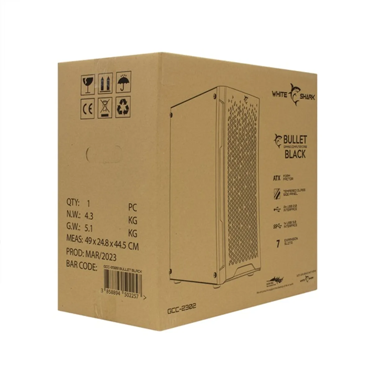 White Shark GCC-2302 Bullet fekete (táp nélküli switch) ablakos ATX ház #7