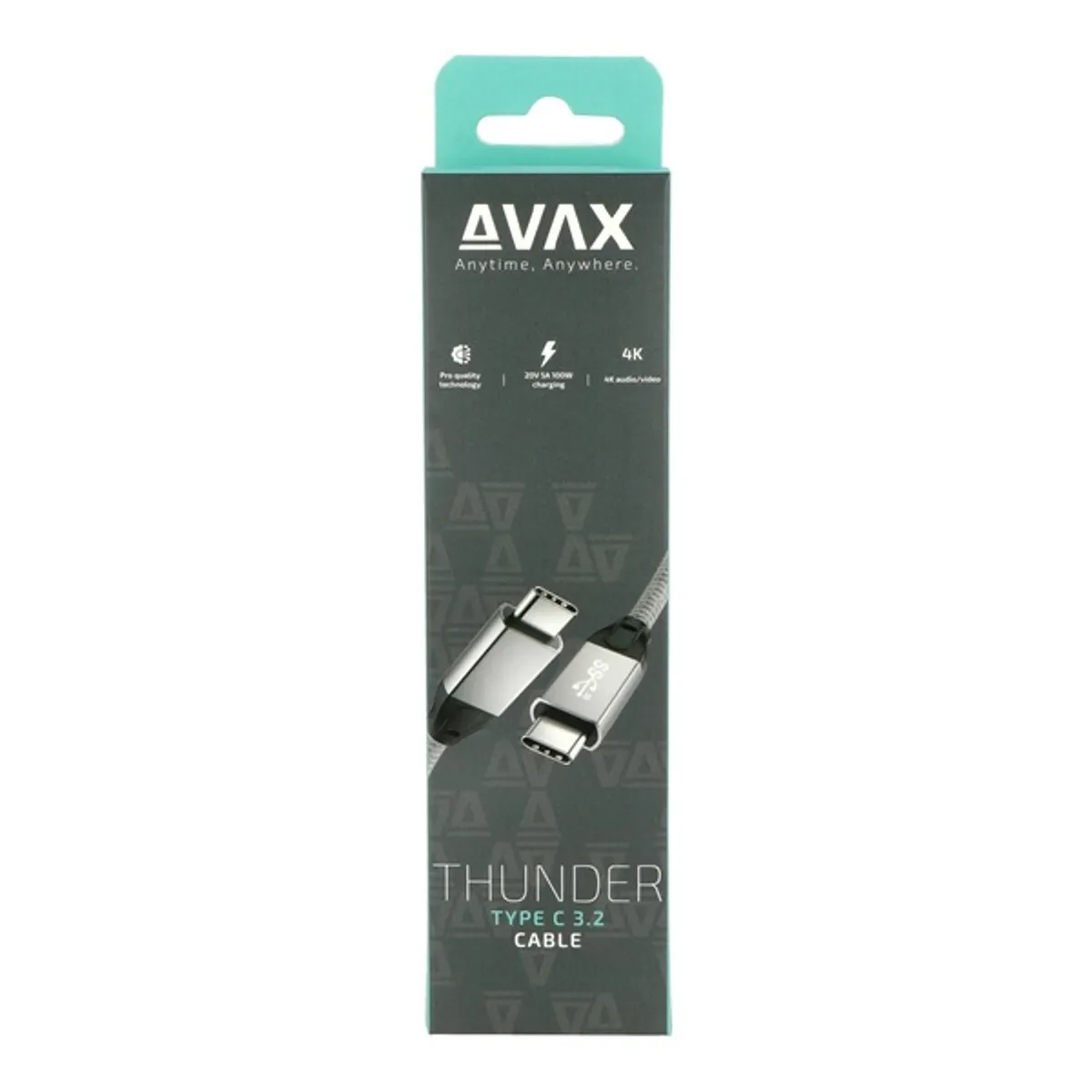 AVAX CB901 THUNDER 1m 3.2 Type C, USB4 100W/10Gbps fonott viharszürke kábel #5