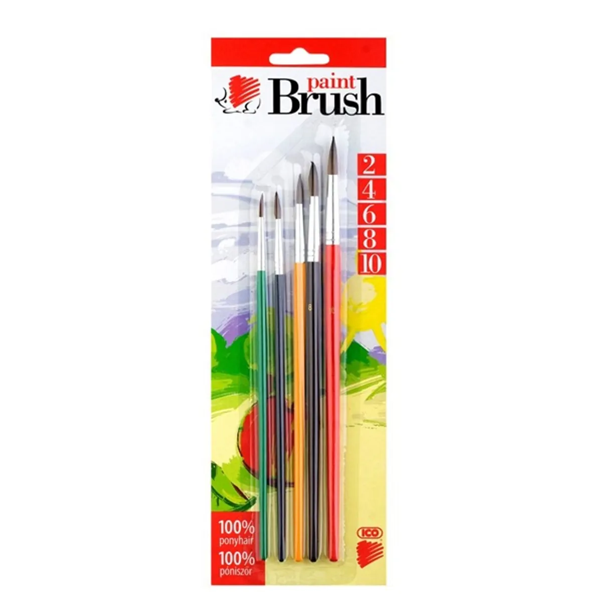 ICO Süni 2/4/6/8/10 festett fanyelű 5db-os ecsetkészlet #1