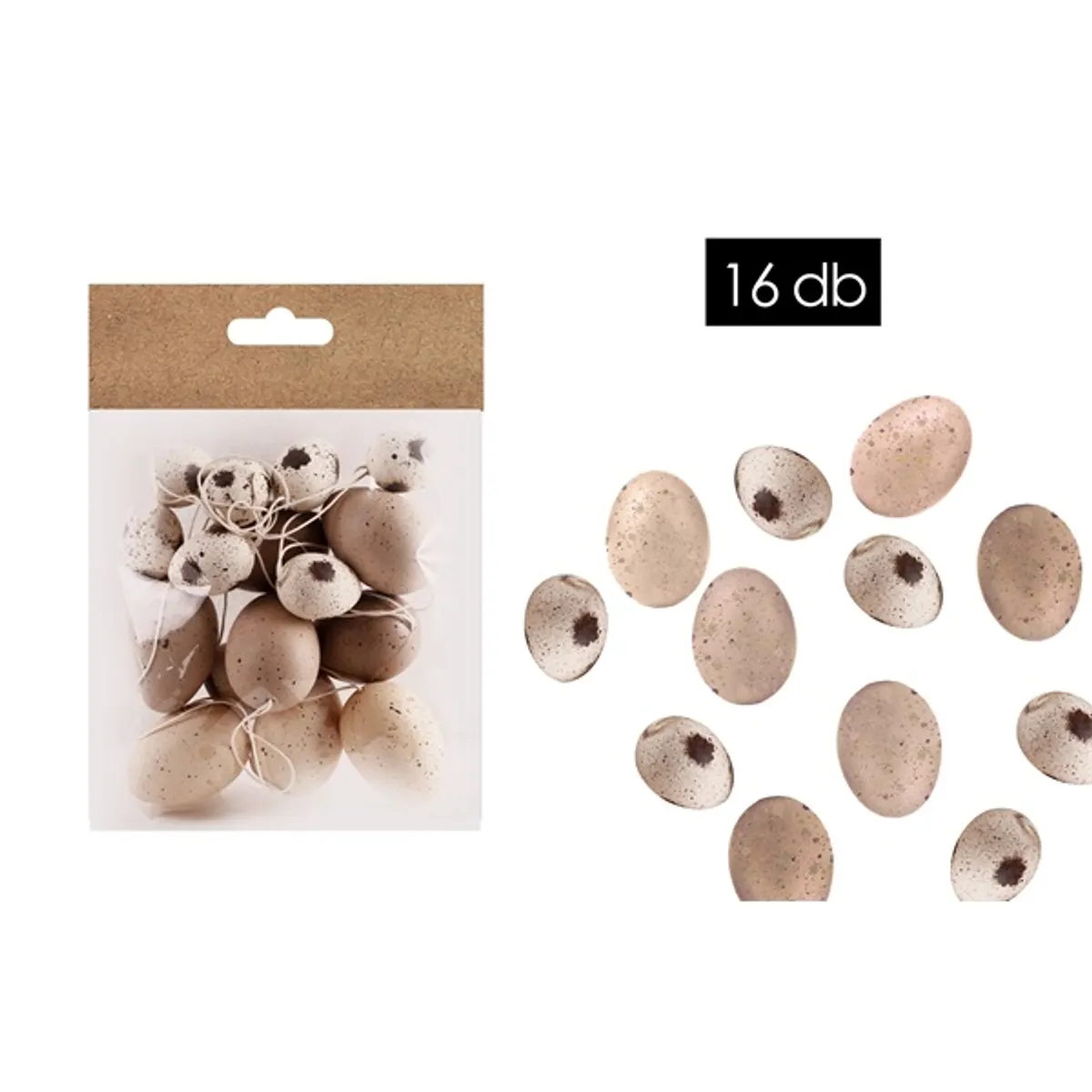 IRIS dekor műanyagtojás x16 natúr 3x4/4x6cm #1