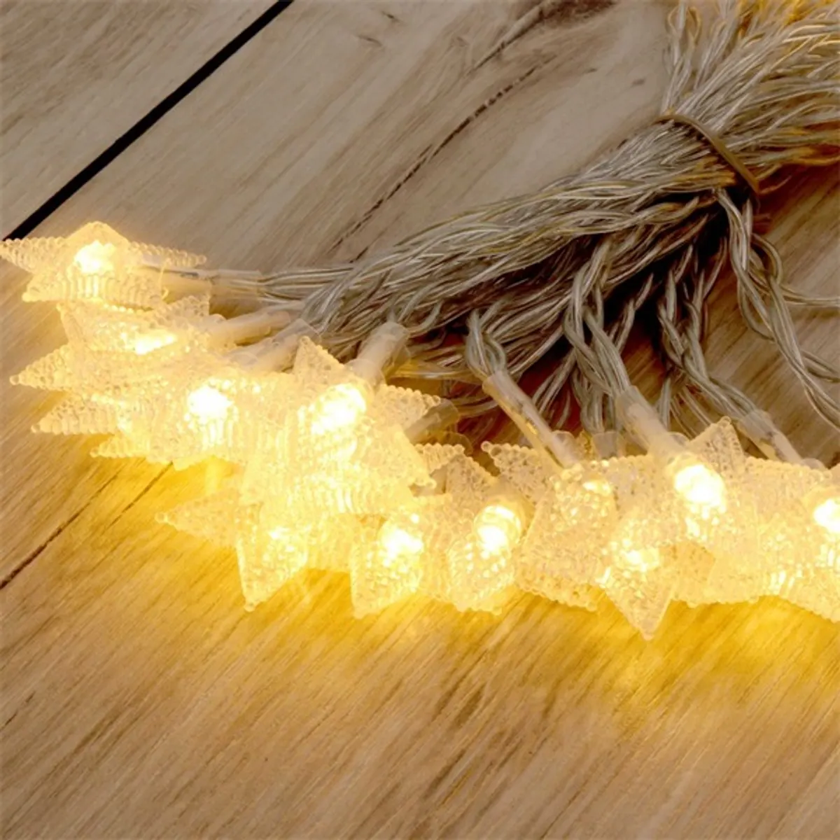 Iris Csillag alakú fix fényű/6m/meleg fehér/40db LED-es/3xAA elemes fényfüzér, fénydekoráció #4