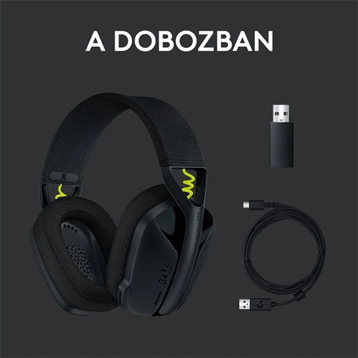 Logitech G435 Lightspeed Wireless fekete gamer headset #10