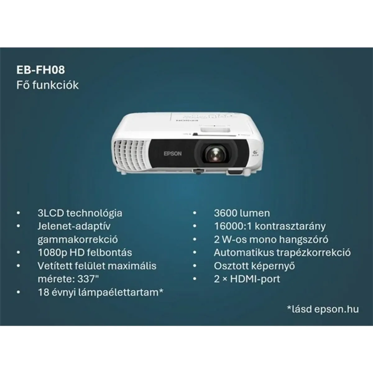 Epson EB-FH08 Full HD 3600 HDMI/USB 3LCD projektor #6