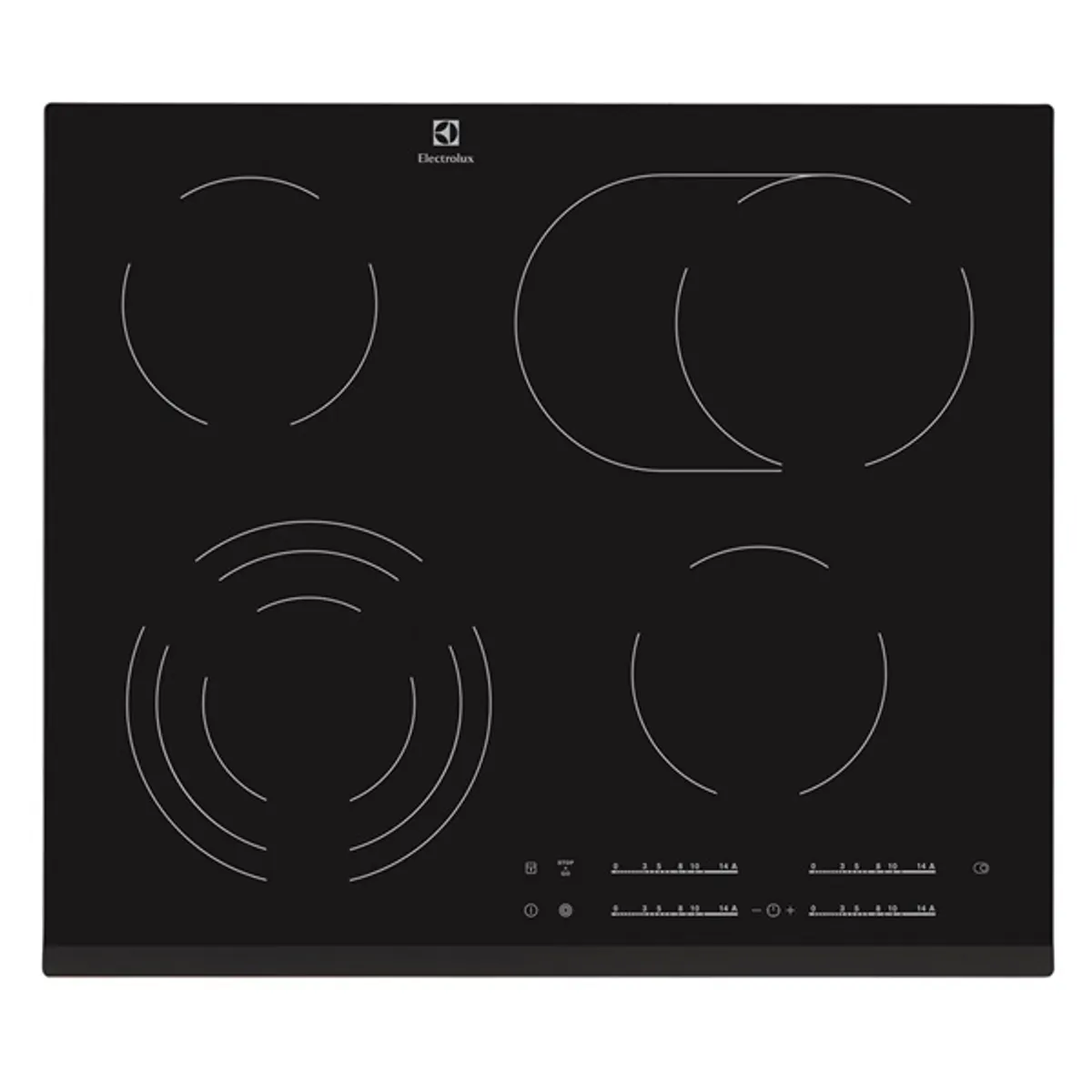 Electrolux EHF6547FXK fekete, beépíthető, elektromos üvegkerámia, főzőzóna: 4, beépíthető méret: 56cm, főzőlap #1