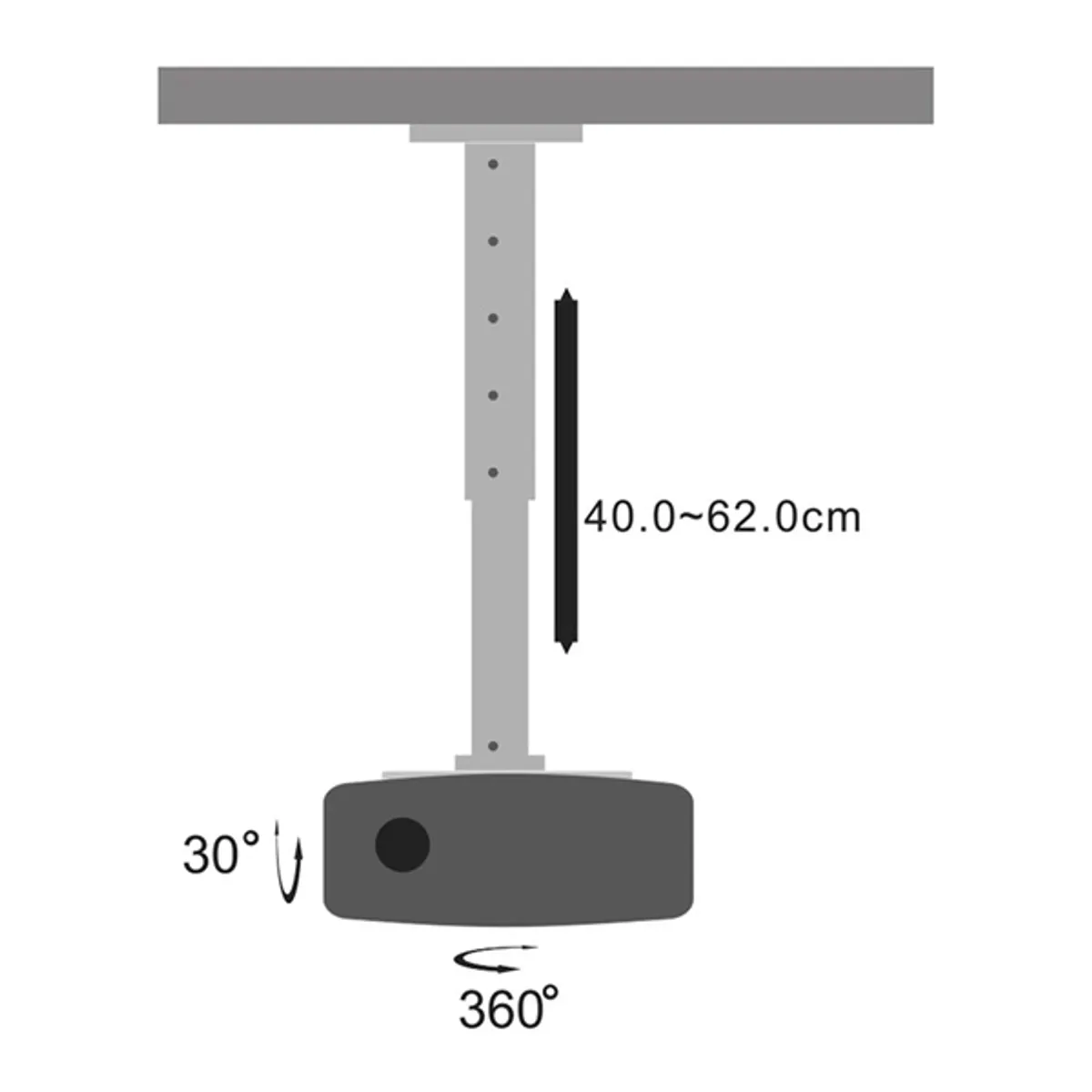 Stell SHO 1090S 40-62cm, 15°, 15kg ezüst mennyezeti kihúzható projektor tartó #3
