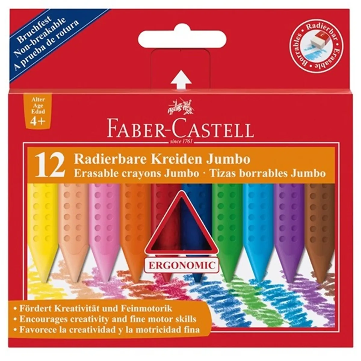 Faber-Castell Grip Jumbo 122540 háromszögletű 12 db-os vegyes színű zsírkréta #1