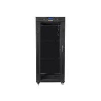 Lanberg FF01-8027-12BL 19" 27U SZÉL:800mm MÉLY:1000mm MAG:1431mm lapraszerelt LCD üvegajtós fekete rack szekrény
