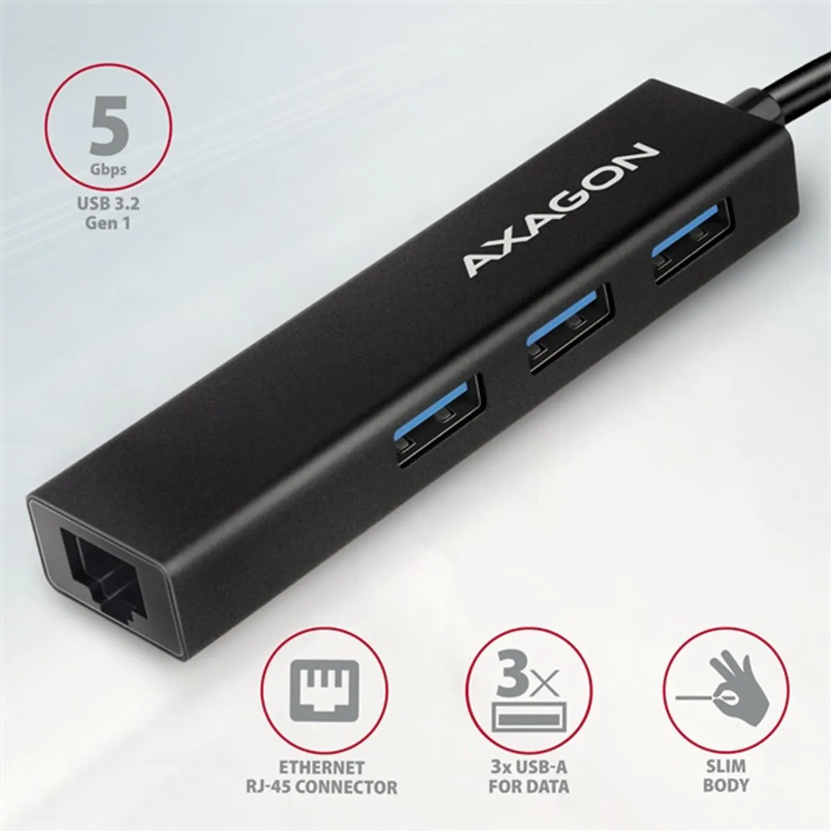 Axagon HMC-GL3A SuperSpeed USB3.2 Gen 1 C HUB + Gigabit LAN #2