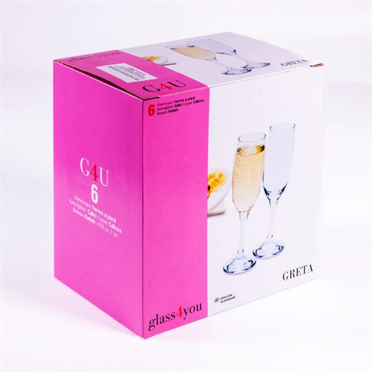 GLASS 4 YOU Greta Champagne 210ml pezsgős pohár szett 6 darabos #1