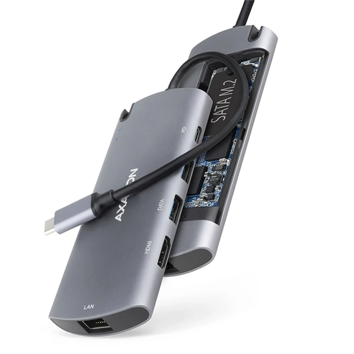 Axagon HMC-6M2 SUPERSPEED USB-C COMBO ezüstfekete  6IN1 HUB #1
