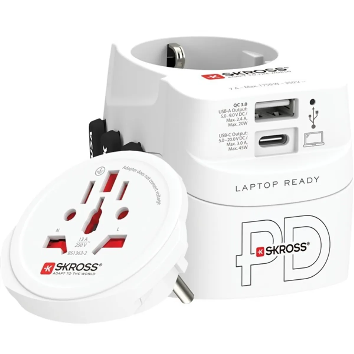 SKROSS 1.302474 PRO Light 45W USB-A/USB-C fehér világutazó adapter + Type-C kábel #1