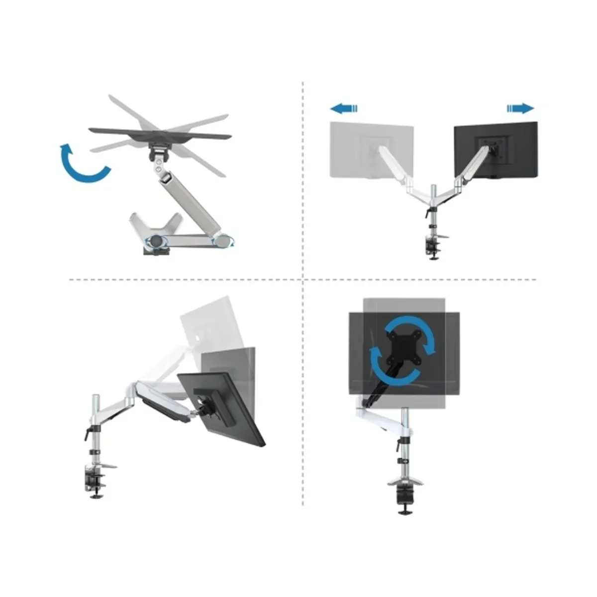 DIGITUS gázrugós C-bilincses univerzális (VESA 75/100) 1-es ezüst monitor tartó konzol #4