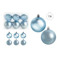 IRIS karácsonyi dísz  gömb, szettben, pvc dobozban, 6dbos, azúrkék 7 cm
