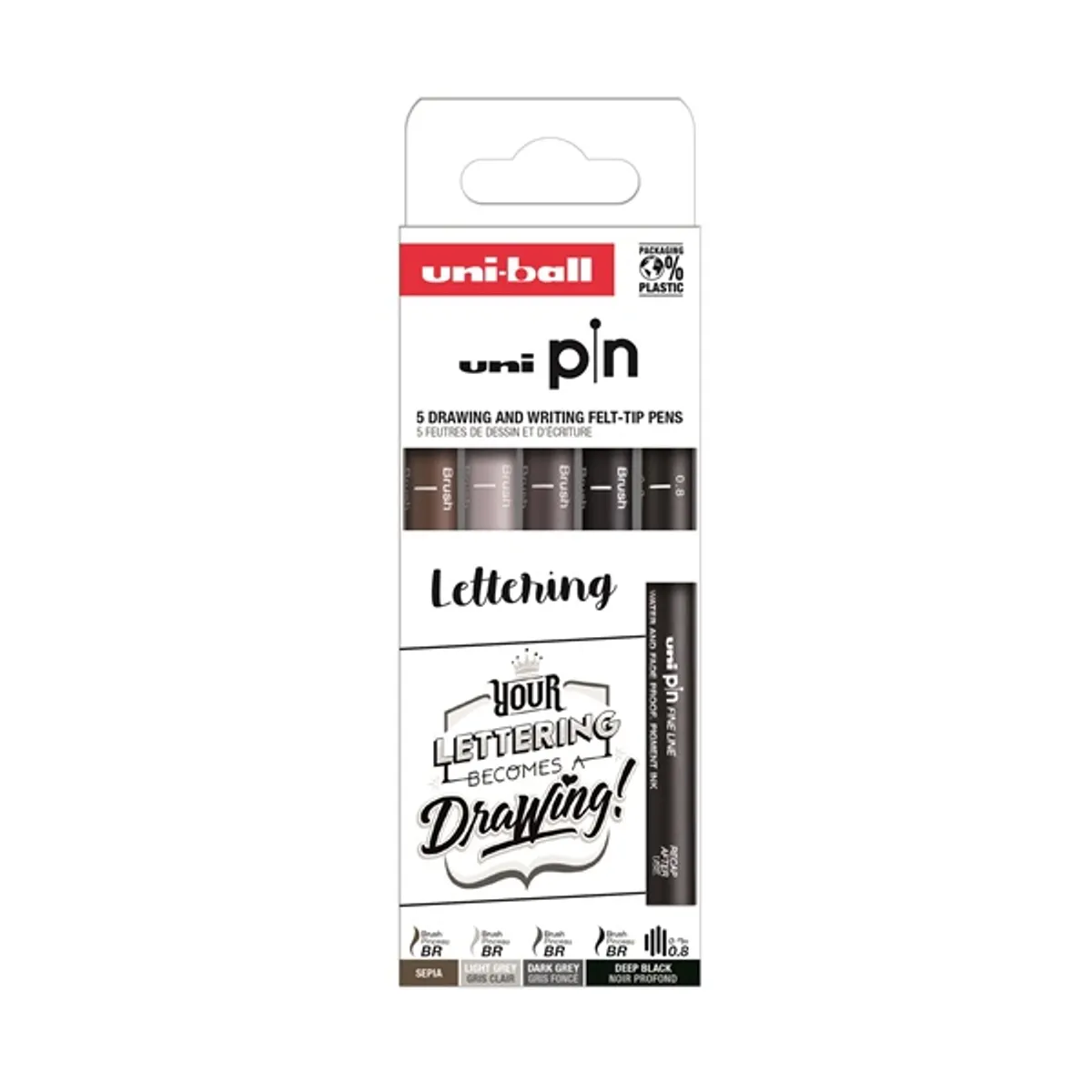 Uni Pin Lettering 5 darabos rajzmarker készlet #1