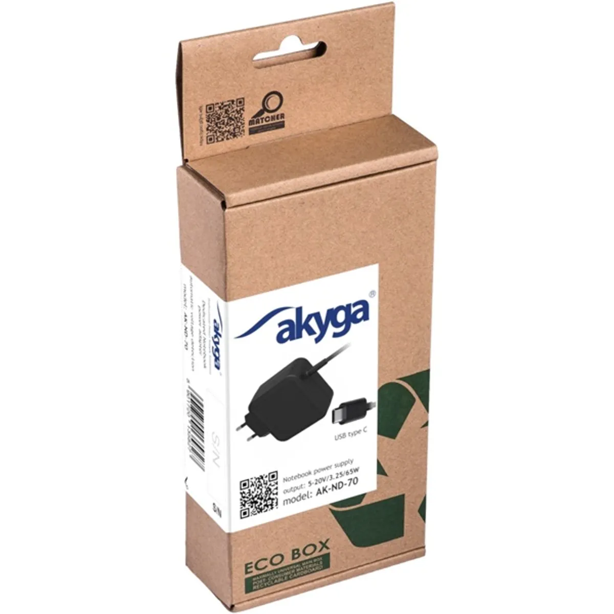 Akyga AK-ND-70 5-20V/3-3,25A/65W USB Type-C Univerzális notebook hálózati töltő #3