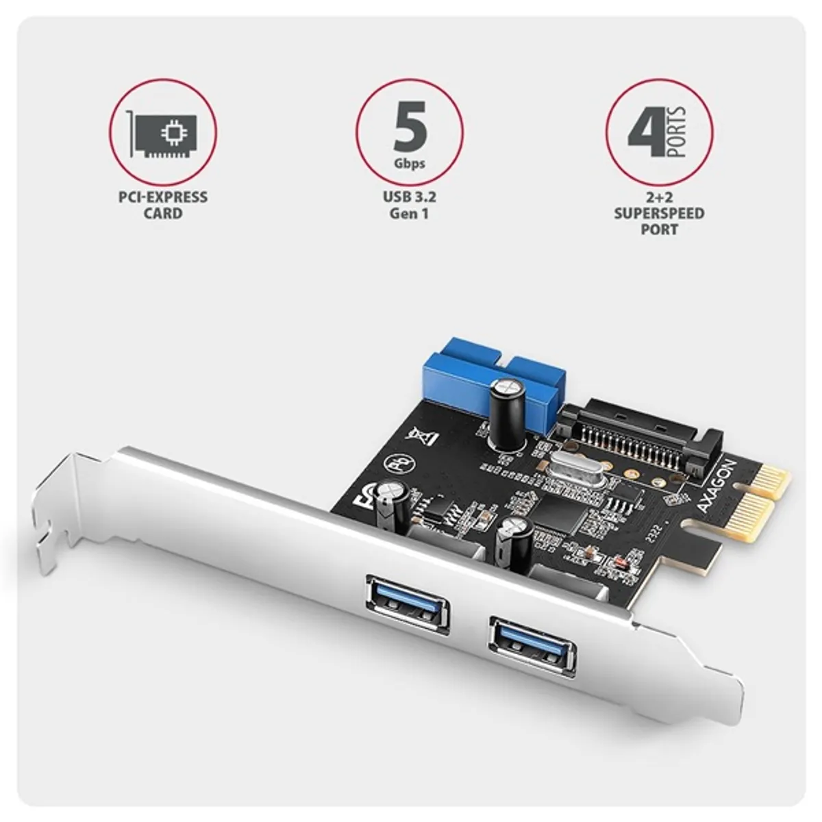 Axagon PCEU-232RS 2x külső + 2x belső USB 5Gbps PCI-Express kártya #2