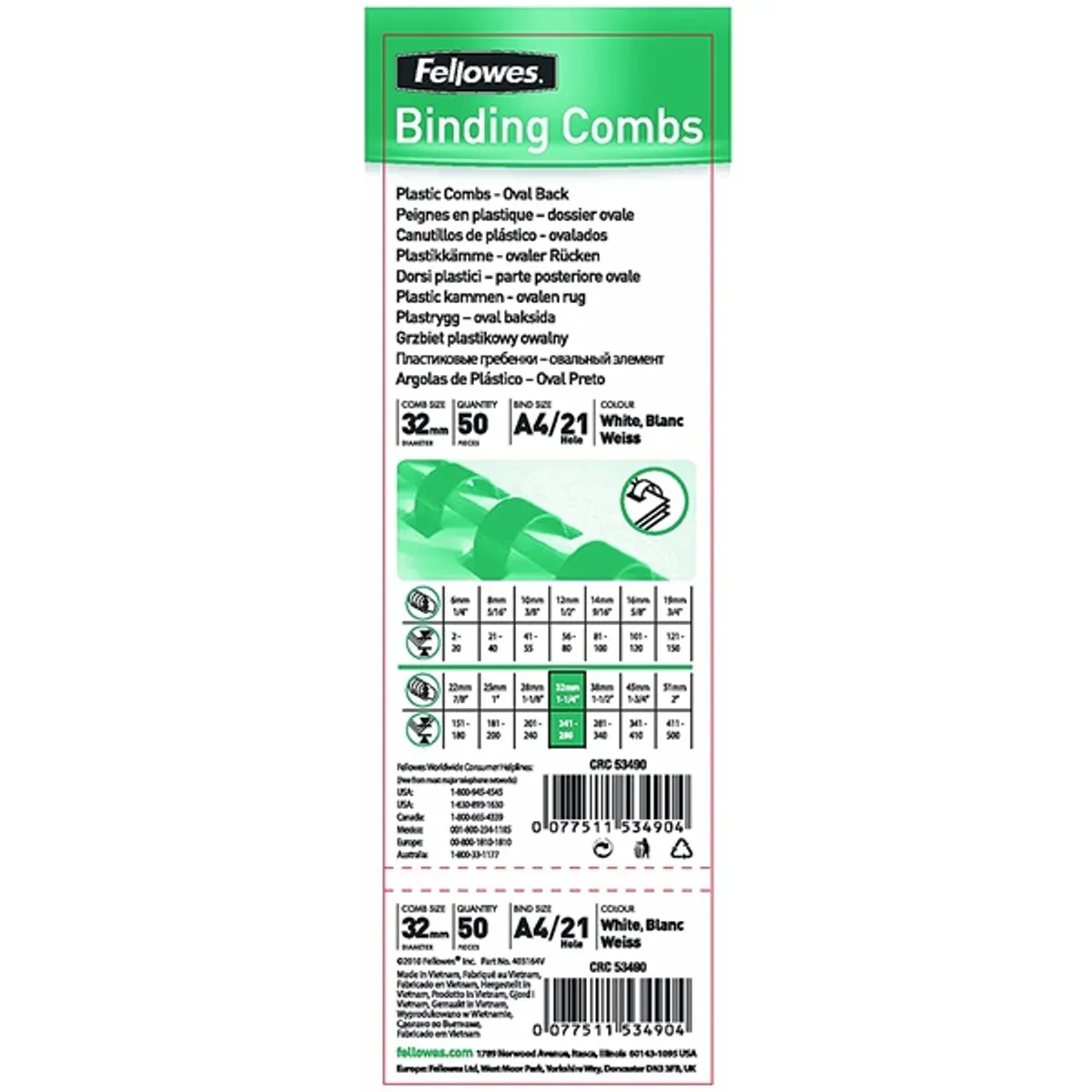 Fellowes 32mm 50db-os 241-280lapos fekete műanyag spirál #1