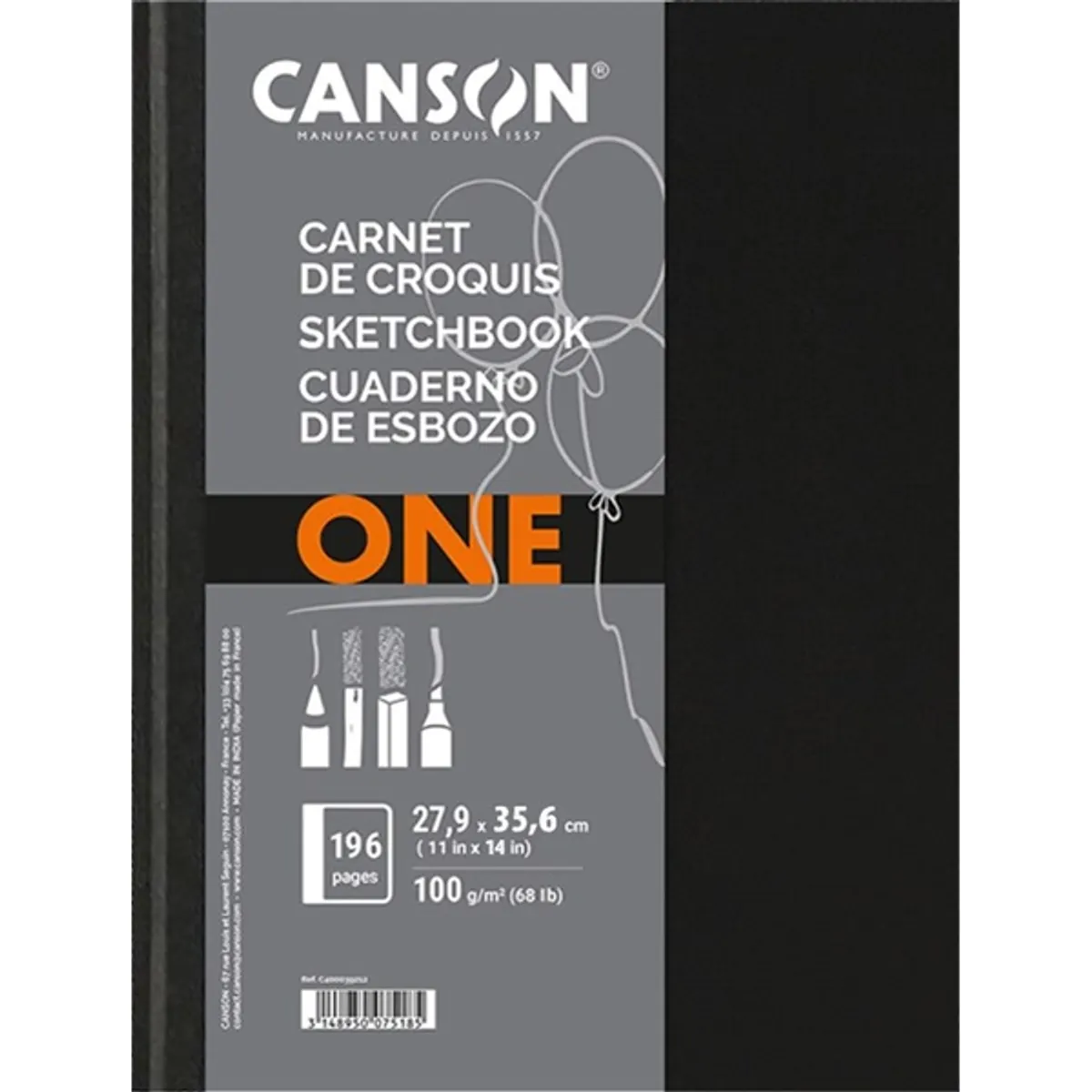 Canson One 27,9x35,6 cm, álló, 100 g/m2, ragasztott fehér rajzpapírfüzet #1
