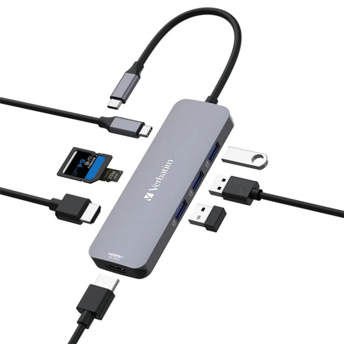 Verbatim 32151 USB-C Pro Multiport CMH-08 8in1 ezüst HUB #2