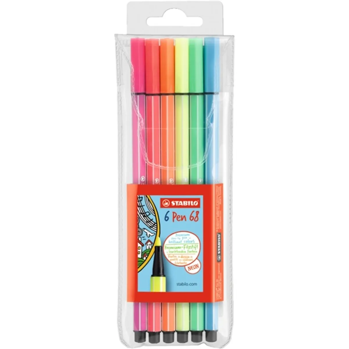 Stabilo Pen 68 neon 6db-os vegyes színű filctoll készlet #1
