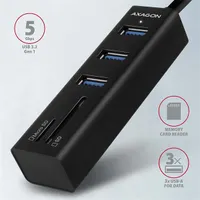 Axagon HMA-CR3A 3 portos USB3.2. Gen 2 fekete HUB kártyaolvasóval #2