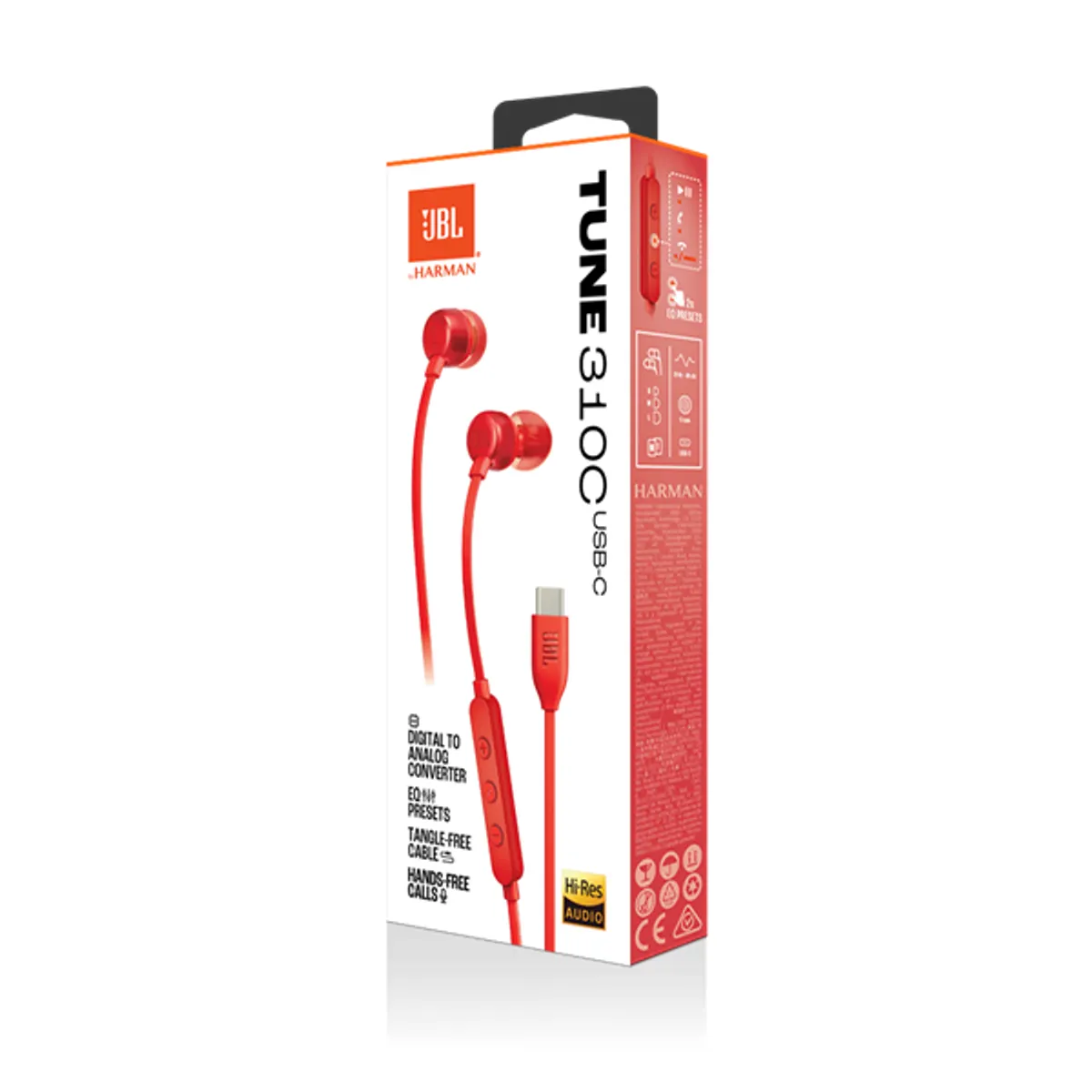 JBL T 310 C RED vezetékes USB C mikrofonos piros fülhallgató #8