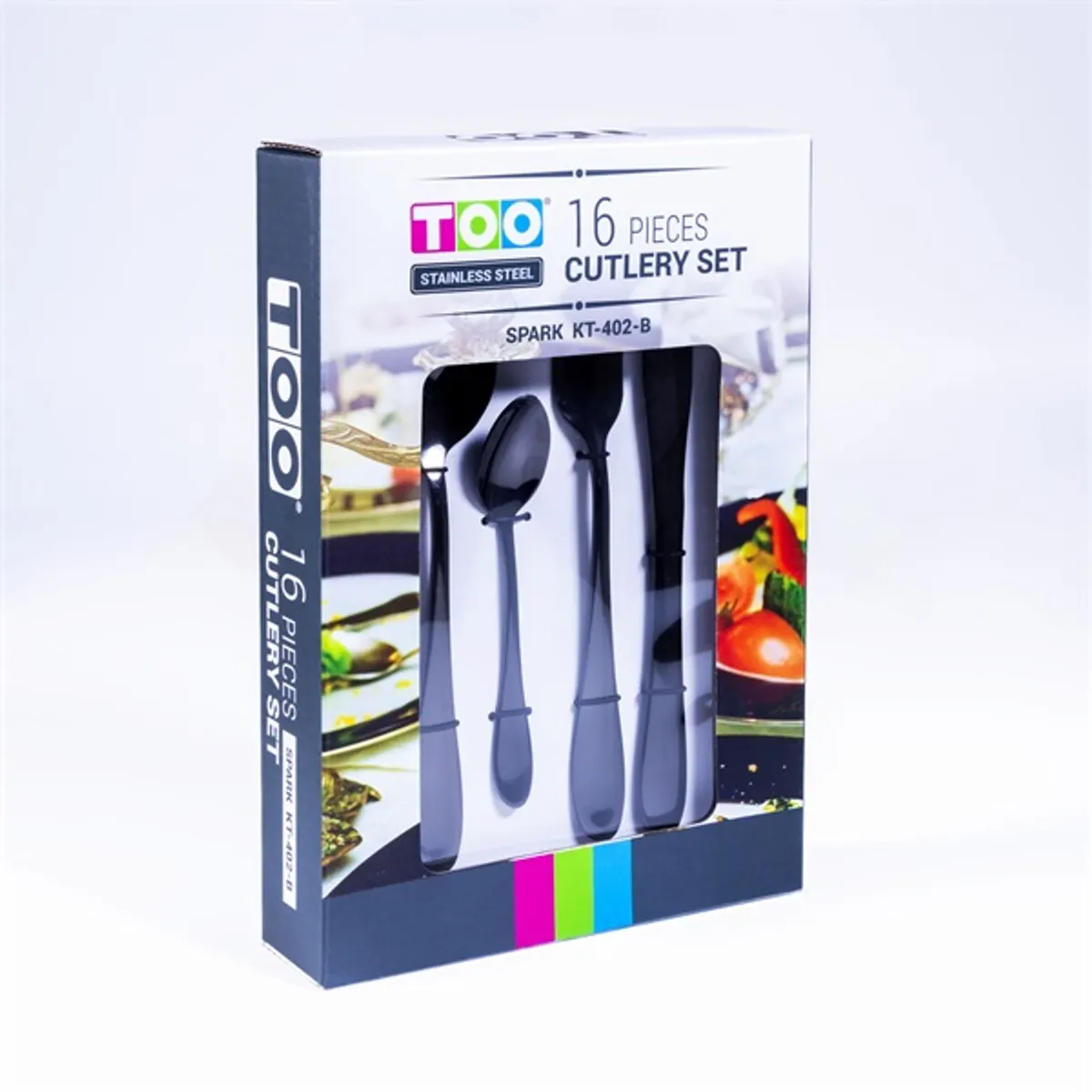TOO KT-402 B Spark 16 db-os fekete evőeszköz készlet #3