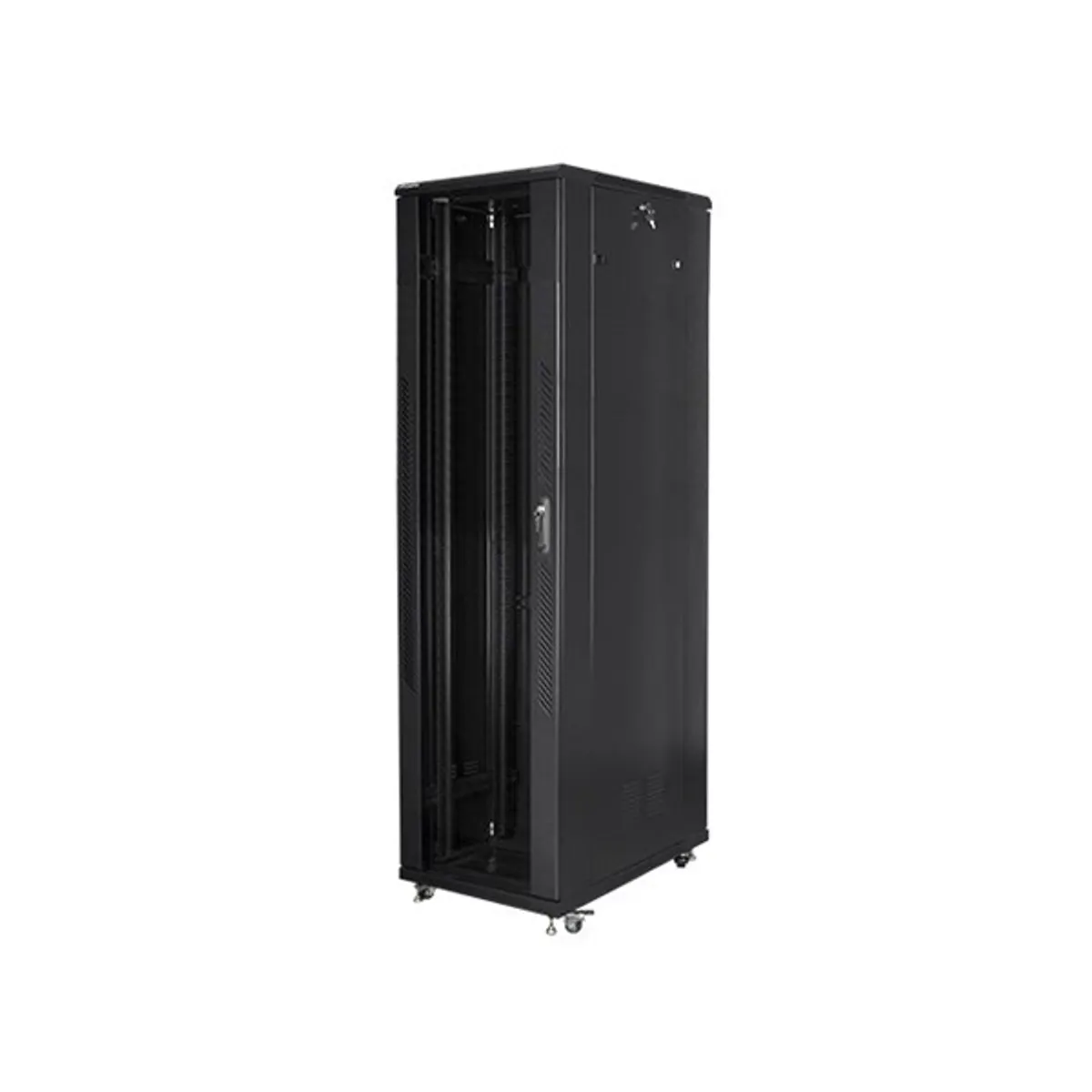 Lanberg FF01-8047-12B 19" 47U SZÉL:800mm MÉLY:1000mm MAG:2270mm lapraszerelt üvegajtós fekete rack szekrény #2