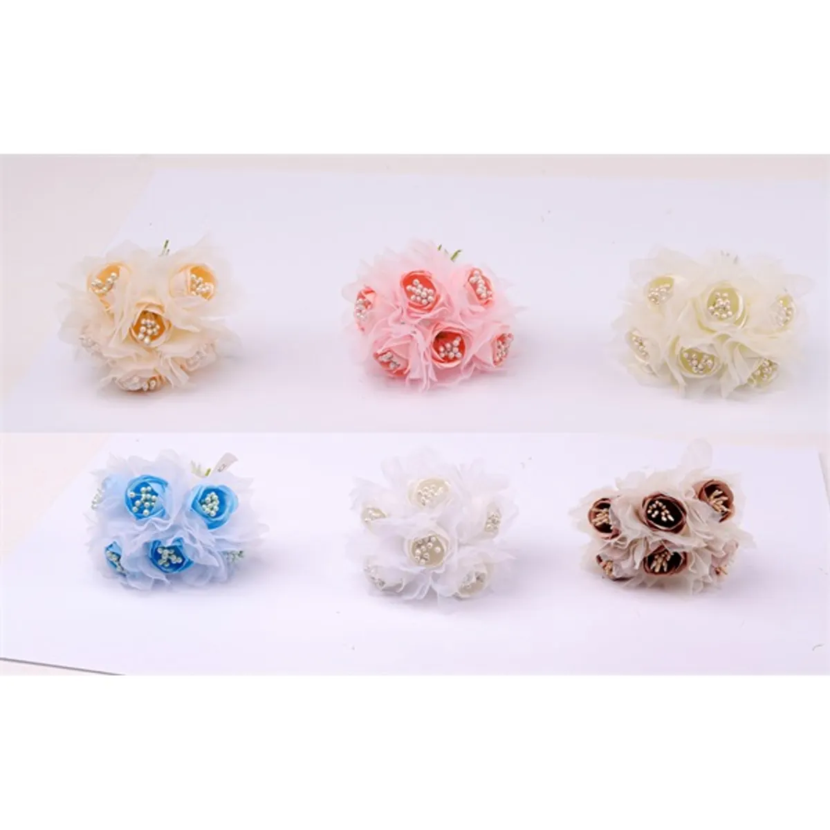 IRIS dekor csokor rózsa+tüll 6 féle szín 6cm #1